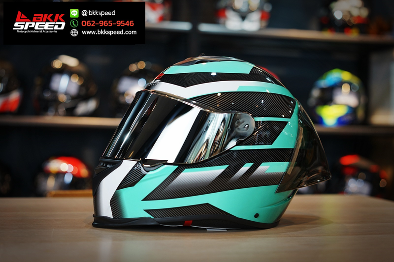 รูปสินค้าหมวกกันน็อคเต็มใบ แบรนด์ ZEUS รุ่น ZEUS 1900 Carbon ลาย/สี 1900 carbon Mint Green สำหรับขี่มอเตอร์ไซค์ มุมหลักด้านหน้า จาก BKKSPEED