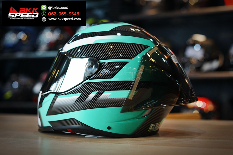 รูปสินค้าหมวกกันน็อคเต็มใบ แบรนด์ ZEUS รุ่น ZEUS 1900 Carbon ลาย/สี 1900 carbon Mint Green สำหรับขี่มอเตอร์ไซค์ มุมด้านข้าง จาก BKKSPEED