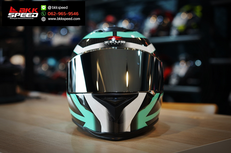 รูปสินค้าหมวกกันน็อคเต็มใบ แบรนด์ ZEUS รุ่น ZEUS 1900 Carbon ลาย/สี 1900 carbon Mint Green สำหรับขี่มอเตอร์ไซค์ รายละเอียดสินค้า จาก BKKSPEED
