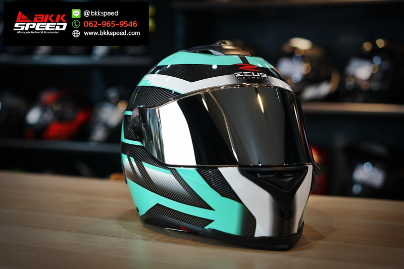 รูปสินค้าหมวกกันน็อคเต็มใบ แบรนด์ ZEUS รุ่น ZEUS 1900 Carbon ลาย/สี 1900 carbon Mint Green สำหรับขี่มอเตอร์ไซค์ รูปเพิ่มเติม 5 จาก BKKSPEED