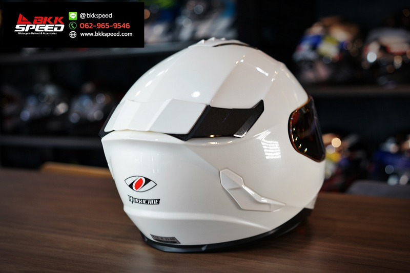 รูปสินค้าหมวกกันน็อคเต็มใบ แบรนด์ Real รุ่น Helmets ลาย/สี Hurricane White สำหรับขี่มอเตอร์ไซค์ มุมด้านหลัง จาก BKKSPEED