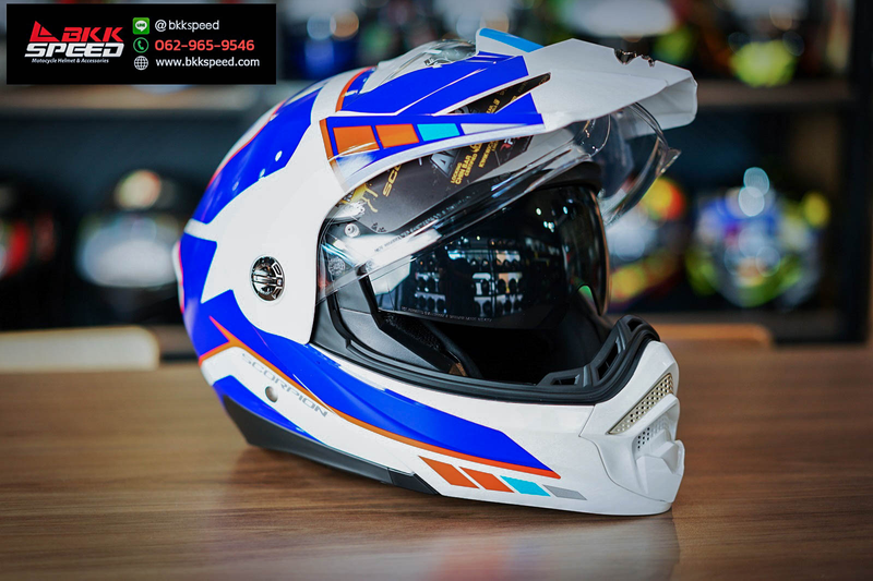 รูปสินค้าหมวกกันน็อคเต็มใบ แบรนด์ Scorpion EXO รุ่น Scorpion EXO ADX2 ลาย/สี ADX2 Camino White Blue Red สำหรับขี่มอเตอร์ไซค์ รายละเอียดสินค้า จาก BKKSPEED