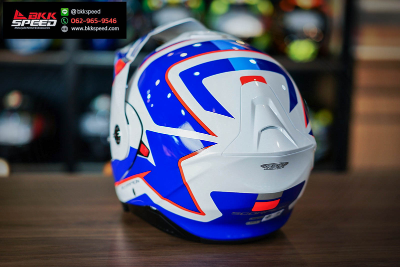 รูปสินค้าหมวกกันน็อคเต็มใบ แบรนด์ Scorpion EXO รุ่น Scorpion EXO ADX2 ลาย/สี ADX2 Camino White Blue Red สำหรับขี่มอเตอร์ไซค์ รูปเพิ่มเติม 5 จาก BKKSPEED