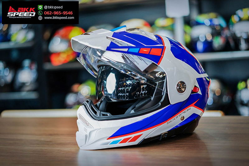 รูปสินค้าหมวกกันน็อคเต็มใบ แบรนด์ Scorpion EXO รุ่น Scorpion EXO ADX2 ลาย/สี ADX2 Camino White Blue Red สำหรับขี่มอเตอร์ไซค์ รูปเพิ่มเติม 6 จาก BKKSPEED