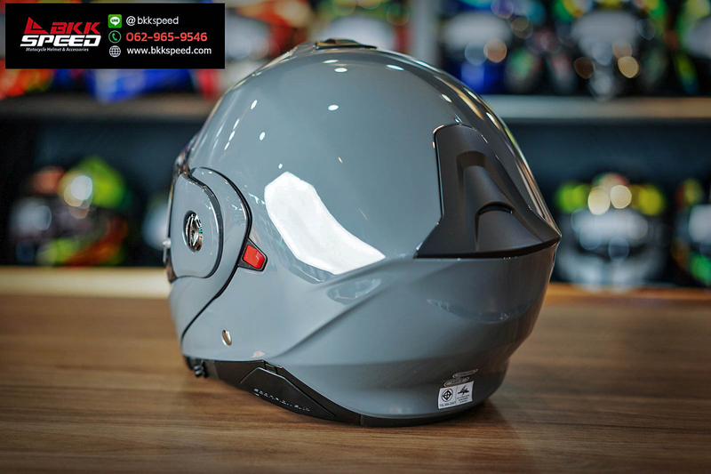 รูปสินค้าหมวกกันน็อคเต็มใบ แบรนด์ Scorpion EXO รุ่น Scorpion EXO ADX2 ลาย/สี ADX2 Cement Grey สำหรับขี่มอเตอร์ไซค์ มุมด้านหลัง จาก BKKSPEED