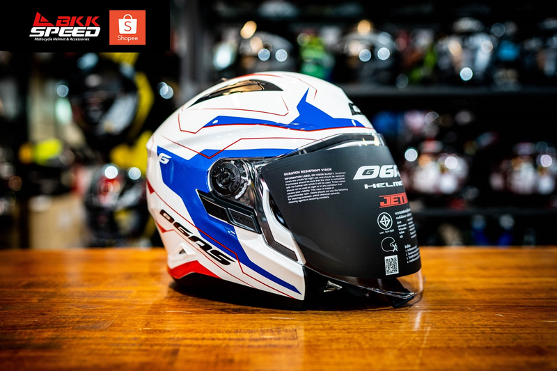 รูปสินค้าหมวกกันน็อคเต็มใบ แบรนด์ GAS รุ่น GAS JET ลาย/สี JET2 Move Tricolor สำหรับขี่มอเตอร์ไซค์ มุมด้านข้าง จาก BKKSPEED