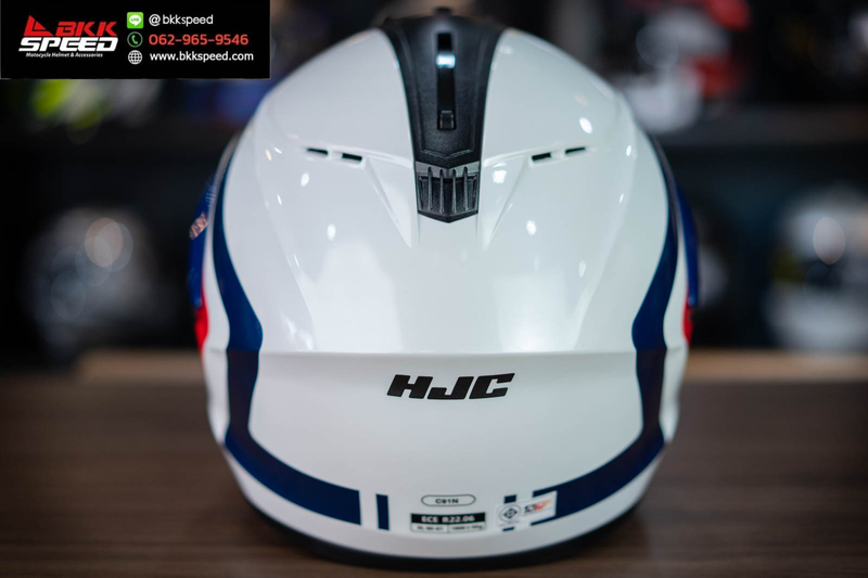 รูปสินค้าหมวกกันน็อคเต็มใบ แบรนด์ HJC รุ่น HJC C91N ลาย/สี C91N Nepos MC21 สำหรับขี่มอเตอร์ไซค์ มุมด้านหลัง จาก BKKSPEED