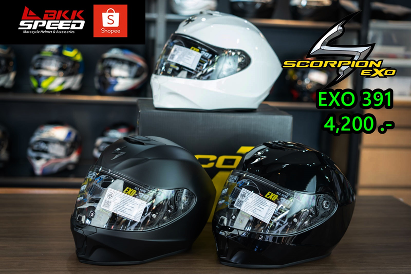 รูปสินค้าหมวกกันน็อคเต็มใบ แบรนด์ Scorpion EXO รุ่น Scorpion EXO 391 ลาย/สี 391 Solid Matt Black สำหรับขี่มอเตอร์ไซค์ มุมด้านหลัง จาก BKKSPEED