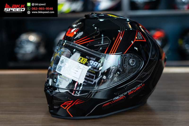 รูปสินค้าหมวกกันน็อคเต็มใบ แบรนด์ Scorpion EXO รุ่น Scorpion EXO 391 ลาย/สี 391 SPADA Black Neon Red สำหรับขี่มอเตอร์ไซค์ รูปเพิ่มเติม 5 จาก BKKSPEED