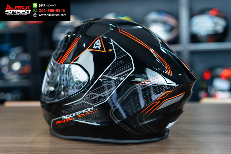 รูปสินค้าหมวกกันน็อคเต็มใบ แบรนด์ Scorpion EXO รุ่น Scorpion EXO 391 ลาย/สี 391 SPADA Black Neon Red สำหรับขี่มอเตอร์ไซค์ มุมด้านหลัง จาก BKKSPEED