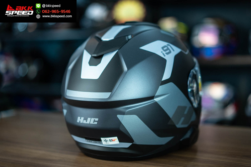 รูปสินค้าหมวกกันน็อคเต็มใบ แบรนด์ HJC รุ่น HJC i91 ลาย/สี i91 Carst mc5 สำหรับขี่มอเตอร์ไซค์ มุมด้านหลัง จาก BKKSPEED