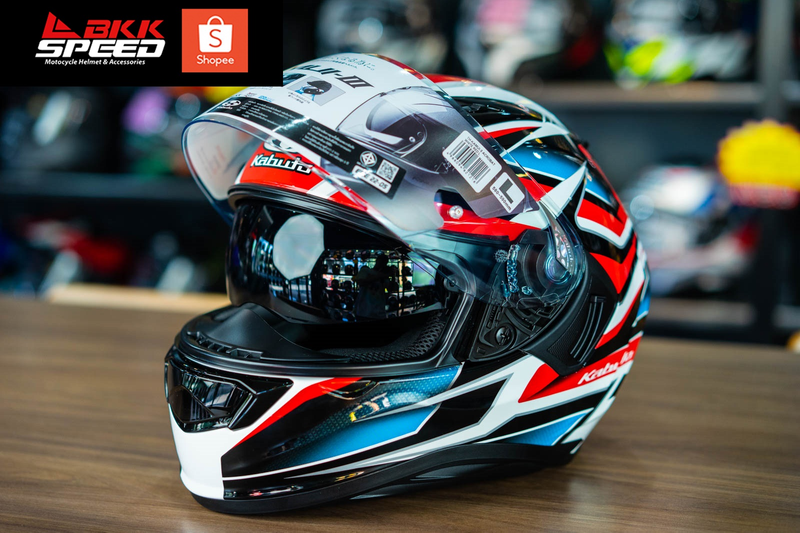 รูปสินค้าหมวกกันน็อคเต็มใบ แบรนด์ Kabuto รุ่น Kabuto Kamui3 ลาย/สี Kamui3 White Red สำหรับขี่มอเตอร์ไซค์ มุมด้านหลัง จาก BKKSPEED