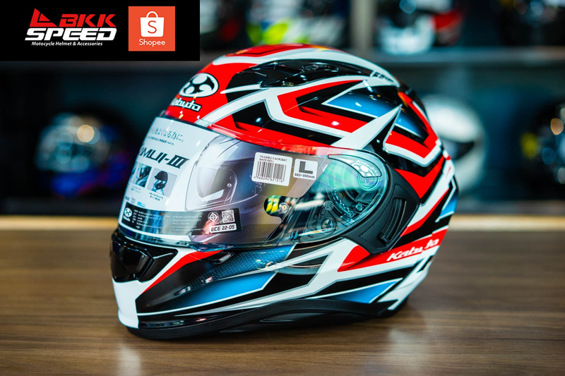 รูปสินค้าหมวกกันน็อคเต็มใบ แบรนด์ Kabuto รุ่น Kabuto Kamui3 ลาย/สี Kamui3 White Red สำหรับขี่มอเตอร์ไซค์ มุมด้านข้าง จาก BKKSPEED