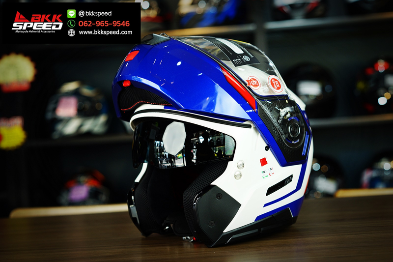 รูปสินค้าหมวกกันน็อคเต็มใบ แบรนด์ Nolan รุ่น Nolan N90.3 ลาย/สี N90.3 Reflector Blue Metal White (38) ECE R22.06 สำหรับขี่มอเตอร์ไซค์ รูปเพิ่มเติม 5 จาก BKKSPEED
