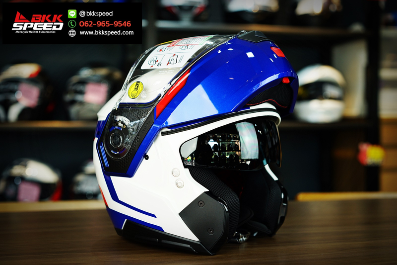 รูปสินค้าหมวกกันน็อคเต็มใบ แบรนด์ Nolan รุ่น Nolan N90.3 ลาย/สี N90.3 Reflector Blue Metal White (38) ECE R22.06 สำหรับขี่มอเตอร์ไซค์ รูปเพิ่มเติม 7 จาก BKKSPEED