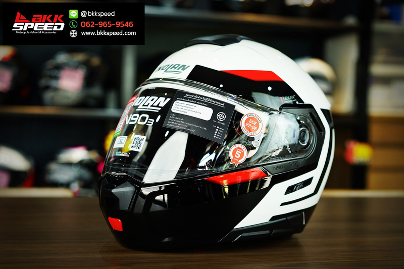 รูปสินค้าหมวกกันน็อคเต็มใบ แบรนด์ Nolan รุ่น Nolan N90.3 ลาย/สี N90.3 Reflector Metal White (37) ECE R22.06 สำหรับขี่มอเตอร์ไซค์ มุมด้านข้าง จาก BKKSPEED