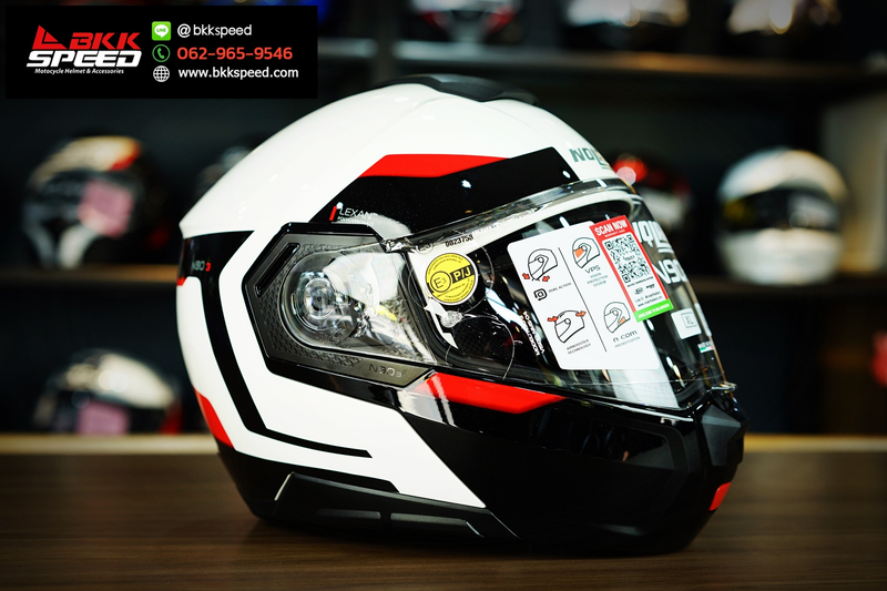 รูปสินค้าหมวกกันน็อคเต็มใบ แบรนด์ Nolan รุ่น Nolan N90.3 ลาย/สี N90.3 Reflector Metal White (37) ECE R22.06 สำหรับขี่มอเตอร์ไซค์ มุมด้านหลัง จาก BKKSPEED