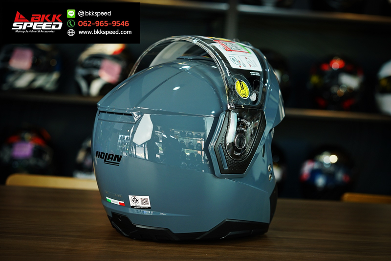 รูปสินค้าหมวกกันน็อคเต็มใบ แบรนด์ Nolan รุ่น Nolan N90.3 ลาย/สี N90.3 Classic Ncom Slate Grey (8) ECE R22.06 สำหรับขี่มอเตอร์ไซค์ รายละเอียดสินค้า จาก BKKSPEED