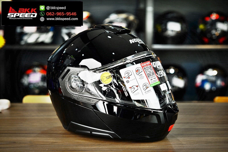 รูปสินค้าหมวกกันน็อคเต็มใบ แบรนด์ Nolan รุ่น Nolan N90.3 ลาย/สี N90.3 Classic NCOM Glossy Black ECE R22.06 สำหรับขี่มอเตอร์ไซค์ รายละเอียดสินค้า จาก BKKSPEED