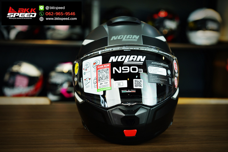 รูปสินค้าหมวกกันน็อคเต็มใบ แบรนด์ Nolan รุ่น Nolan N90.3 ลาย/สี N90.3 Reflector Flat Black Lava Grey (34) ECE R22.06 สำหรับขี่มอเตอร์ไซค์ มุมหลักด้านหน้า จาก BKKSPEED
