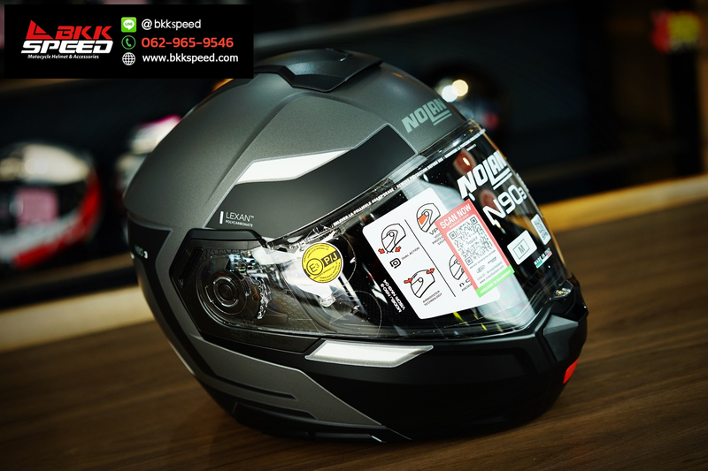 รูปสินค้าหมวกกันน็อคเต็มใบ แบรนด์ Nolan รุ่น Nolan N90.3 ลาย/สี N90.3 Reflector Flat Black Lava Grey (34) ECE R22.06 สำหรับขี่มอเตอร์ไซค์ มุมด้านข้าง จาก BKKSPEED