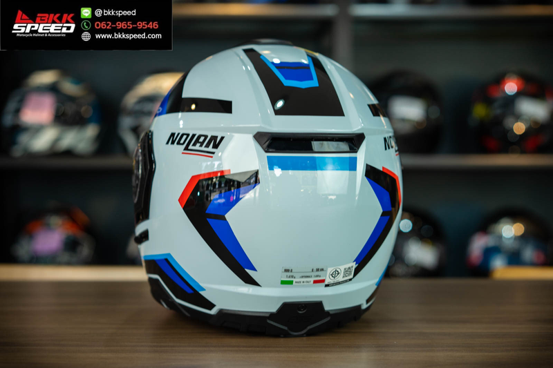 รูปสินค้าหมวกกันน็อคเต็มใบ แบรนด์ Nolan รุ่น N90.3 ลาย/สี Lighthouse Zephyr White Light Blue (50) ECE R22.06 สำหรับขี่มอเตอร์ไซค์ รายละเอียดสินค้า จาก BKKSPEED