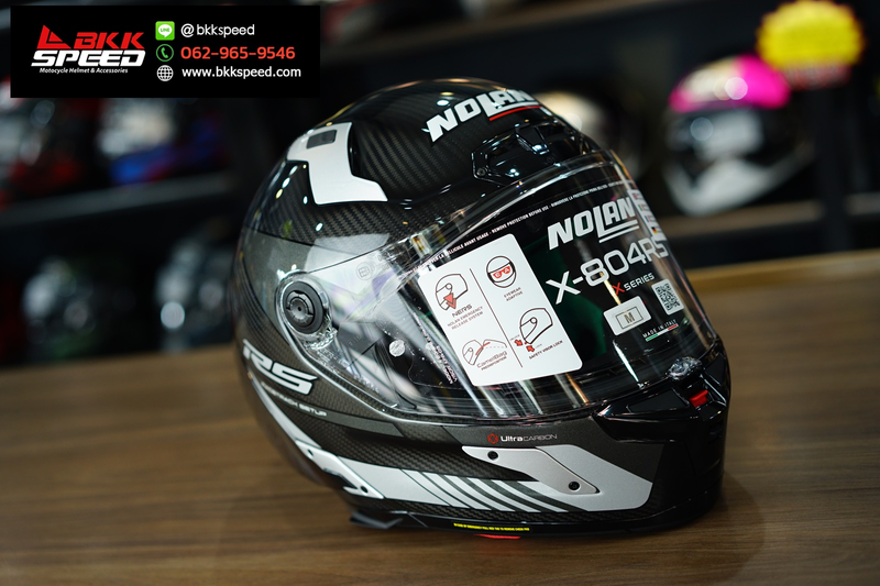 รูปสินค้าหมวกกันน็อคเต็มใบ แบรนด์ Nolan รุ่น Nolan X804 RS ลาย/สี X804 RS Hot Lap Grey 11 สำหรับขี่มอเตอร์ไซค์ มุมด้านหลัง จาก BKKSPEED