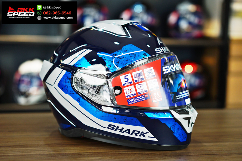 รูปสินค้าหมวกกันน็อคเต็มใบ แบรนด์ SHARK รุ่น Shark Skwal i3 ลาย/สี Skwal i3 RHAD Blue BUS สำหรับขี่มอเตอร์ไซค์ มุมด้านหลัง จาก BKKSPEED