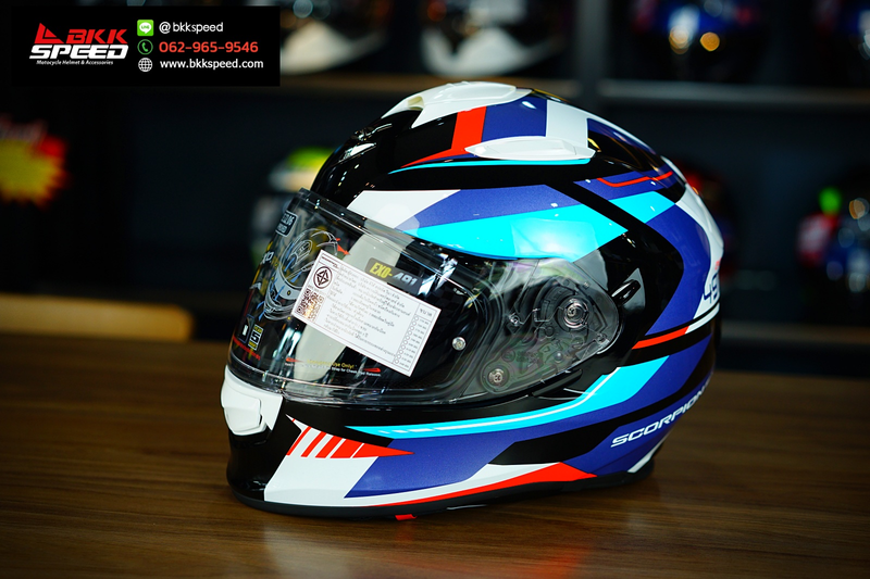 รูปสินค้าหมวกกันน็อคเต็มใบ แบรนด์ Scorpion EXO รุ่น Scorpion EXO 491 ลาย/สี 491 Abilis Black Blue Red สำหรับขี่มอเตอร์ไซค์ มุมหลักด้านหน้า จาก BKKSPEED