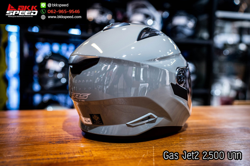 รูปสินค้าหมวกกันน็อคเต็มใบ แบรนด์ GAS รุ่น GAS JET ลาย/สี JET 2 Solid N Grey สำหรับขี่มอเตอร์ไซค์ มุมด้านหลัง จาก BKKSPEED