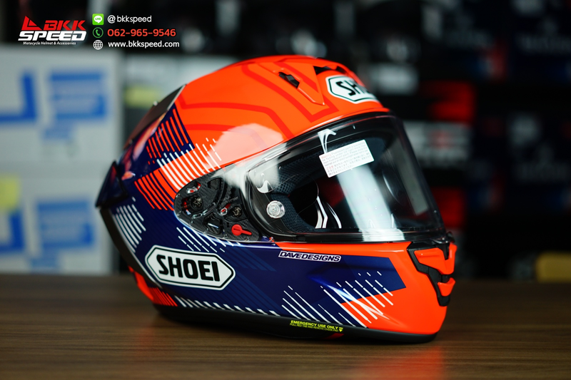 รูปสินค้าหมวกกันน็อคเต็มใบ แบรนด์ SHOEI รุ่น Shoei X15 ลาย/สี X15 Marquez8 TC1 สำหรับขี่มอเตอร์ไซค์ มุมด้านหลัง จาก BKKSPEED