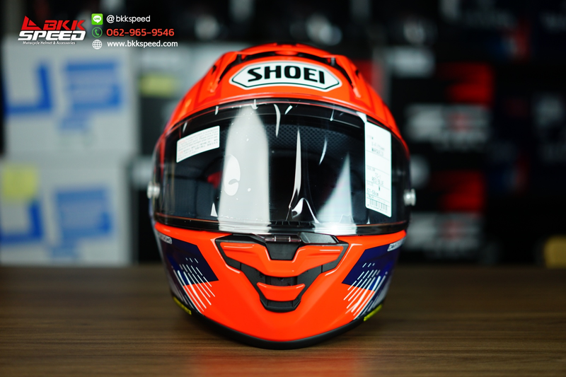 รูปสินค้าหมวกกันน็อคเต็มใบ แบรนด์ SHOEI รุ่น Shoei X15 ลาย/สี X15 Marquez8 TC1 สำหรับขี่มอเตอร์ไซค์ มุมด้านข้าง จาก BKKSPEED