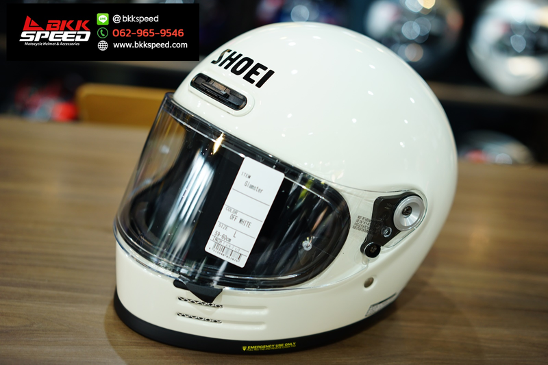รูปสินค้าหมวกกันน็อคเต็มใบ แบรนด์ SHOEI รุ่น Shoei Glamster ลาย/สี Glamster Off White สำหรับขี่มอเตอร์ไซค์ มุมด้านข้าง จาก BKKSPEED