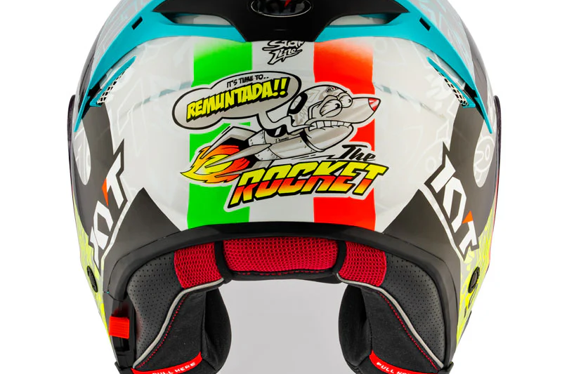 รูปสินค้าหมวกกันน็อคเต็มใบ แบรนด์ KYT รุ่น TTR ลาย/สี JET Replica Foggia Misano 2022 สำหรับขี่มอเตอร์ไซค์ มุมด้านหลัง จาก BKKSPEED
