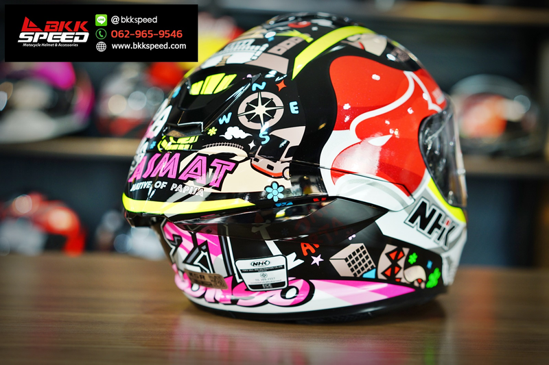 รูปสินค้าหมวกกันน็อคเต็มใบ แบรนด์ NHK รุ่น K5R ลาย/สี Alonso 11 สำหรับขี่มอเตอร์ไซค์ มุมด้านหลัง จาก BKKSPEED