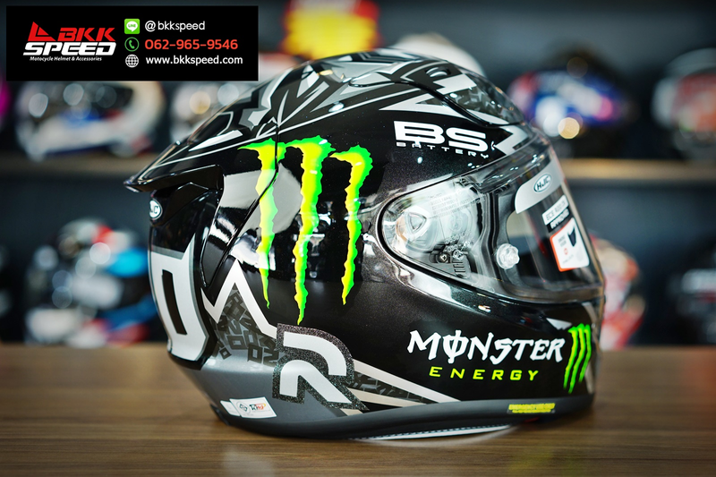 รูปสินค้าหมวกกันน็อคเต็มใบ แบรนด์ HJC รุ่น HJC RPHA12 ลาย/สี RPHA12 Quartararo Black Monster Energy Limited สำหรับขี่มอเตอร์ไซค์ มุมด้านข้าง จาก BKKSPEED