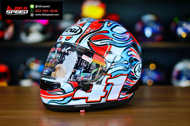 รูปสินค้าหมวกกันน็อคเต็มใบ แบรนด์ ARAI รุ่น ARAI RX-7V EVO ลาย/สี RX7V EVO Haga WSBK สำหรับขี่มอเตอร์ไซค์ มุมหลักด้านหน้า จาก BKKSPEED