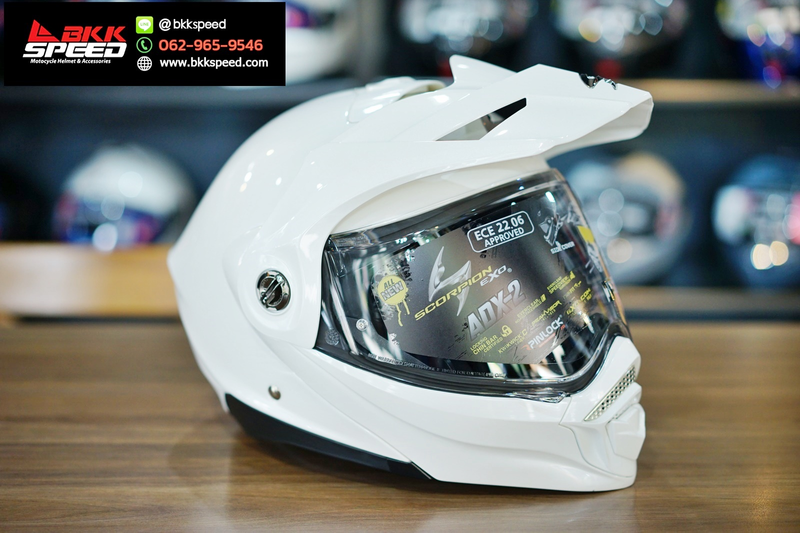 รูปสินค้าหมวกกันน็อคเต็มใบ แบรนด์ Scorpion EXO รุ่น Scorpion EXO ADX2 ลาย/สี ADX2 White สำหรับขี่มอเตอร์ไซค์ มุมด้านข้าง จาก BKKSPEED