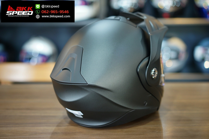 รูปสินค้าหมวกกันน็อคเต็มใบ แบรนด์ Scorpion EXO รุ่น Scorpion EXO ADX2 ลาย/สี ADX2 Matt Black สำหรับขี่มอเตอร์ไซค์ มุมด้านหลัง จาก BKKSPEED