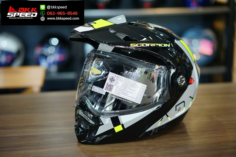 รูปสินค้าหมวกกันน็อคเต็มใบ แบรนด์ Scorpion EXO รุ่น Scorpion EXO ADX2 ลาย/สี ADX2 Galane Grey Black Neon Yellow สำหรับขี่มอเตอร์ไซค์ มุมด้านข้าง จาก BKKSPEED