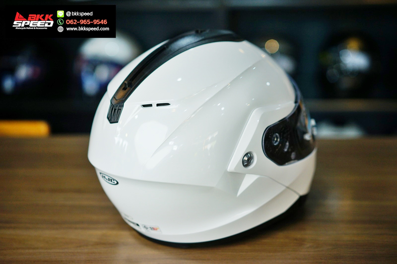 รูปสินค้าหมวกกันน็อคเต็มใบ แบรนด์ HJC รุ่น HJC C91N ลาย/สี C91N Pearl White สำหรับขี่มอเตอร์ไซค์ มุมด้านหลัง จาก BKKSPEED