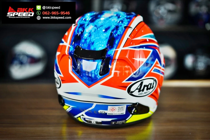 รูปสินค้าหมวกกันน็อคเต็มใบ แบรนด์ ARAI รุ่น ARAI SZR VAS ลาย/สี SZR Evo Ogura สำหรับขี่มอเตอร์ไซค์ มุมด้านหลัง จาก BKKSPEED