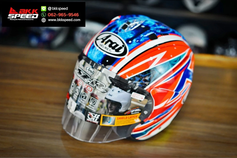 รูปสินค้าหมวกกันน็อคเต็มใบ แบรนด์ ARAI รุ่น ARAI SZR VAS ลาย/สี SZR Evo Ogura สำหรับขี่มอเตอร์ไซค์ มุมด้านข้าง จาก BKKSPEED