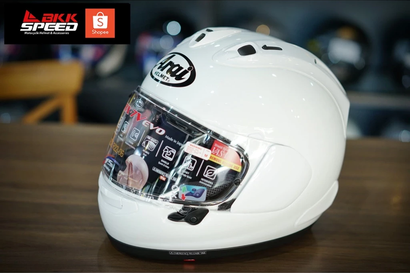 รูปสินค้าหมวกกันน็อคเต็มใบ แบรนด์ ARAI รุ่น ARAI RX-7V EVO ลาย/สี RX7V Evo Diamond White สำหรับขี่มอเตอร์ไซค์ มุมด้านข้าง จาก BKKSPEED
