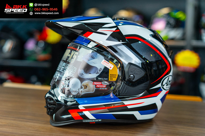 รูปสินค้าหมวกกันน็อคเต็มใบ แบรนด์ ARAI รุ่น Arai Tour X5 ลาย/สี Tour X5 Discovery Blue สำหรับขี่มอเตอร์ไซค์ มุมด้านหลัง จาก BKKSPEED