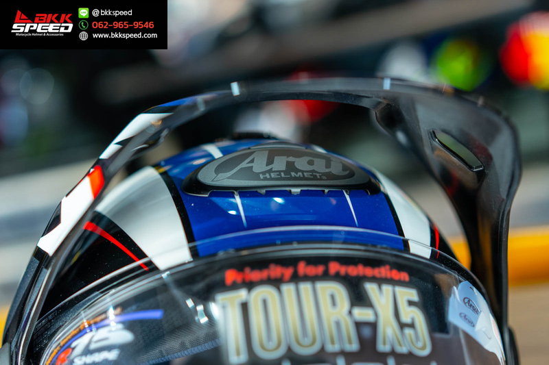 รูปสินค้าหมวกกันน็อคเต็มใบ แบรนด์ ARAI รุ่น Arai Tour X5 ลาย/สี Tour X5 Discovery Blue สำหรับขี่มอเตอร์ไซค์ มุมด้านข้าง จาก BKKSPEED