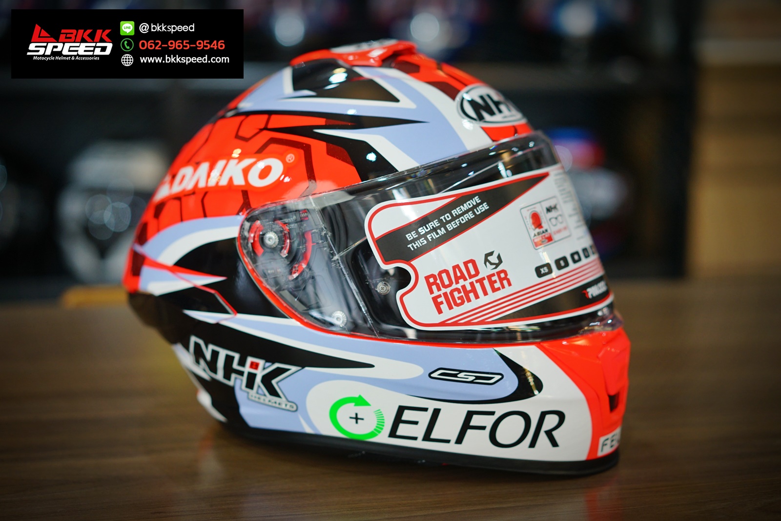 รูปสินค้าหมวกกันน็อคเต็มใบ แบรนด์ NHK รุ่น K5R ลาย/สี Matteo Ferrari สำหรับขี่มอเตอร์ไซค์ มุมหลักด้านหน้า จาก BKKSPEED