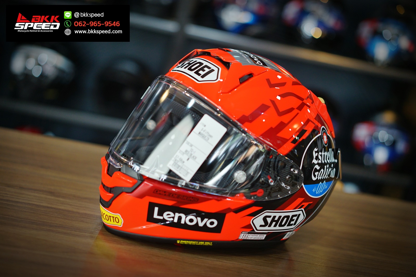 รูปสินค้าหมวกกันน็อคเต็มใบ แบรนด์ SHOEI รุ่น Shoei X15 ลาย/สี X15 Marquez9 TC1 (Lenovo) สำหรับขี่มอเตอร์ไซค์ มุมด้านข้าง จาก BKKSPEED