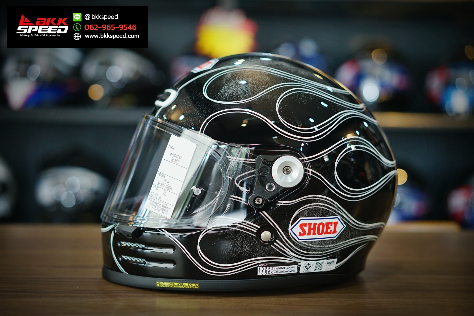 รูปสินค้าหมวกกันน็อคเต็มใบ แบรนด์ SHOEI รุ่น Shoei Glamster ลาย/สี Glamster Blast TC5 สำหรับขี่มอเตอร์ไซค์ มุมหลักด้านหน้า จาก BKKSPEED
