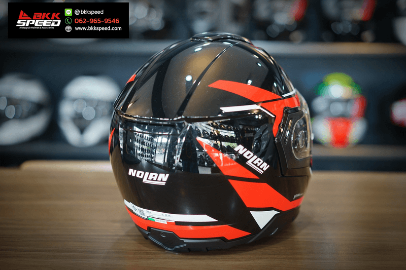 รูปสินค้าหมวกกันน็อคเต็มใบ แบรนด์ Nolan รุ่น Nolan N90.3 ลาย/สี N90.3 Sincrono Black Red (350) สำหรับขี่มอเตอร์ไซค์ รายละเอียดสินค้า จาก BKKSPEED